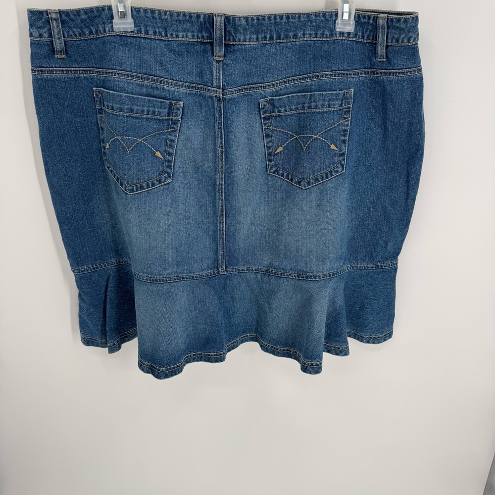 Avenue Blues NWT Tiered Denim Skirt Women's Size 22 Cotton Ruffled Hem Retro - Picture 8 of 10